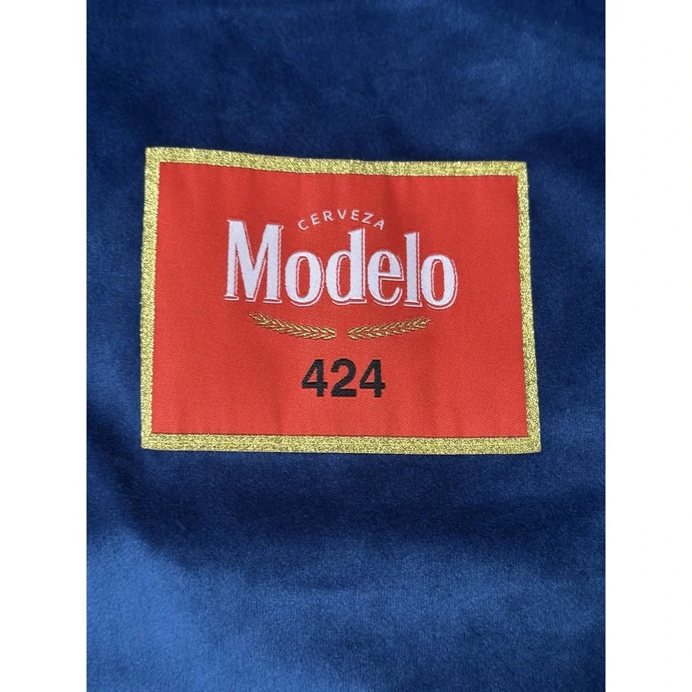 Modelo 424 Blue Velvet Drawstring Gift Bag Gold Satin Lining